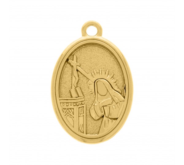 Pingente Medalha Santa Rita de Cassia Ouro 24mm