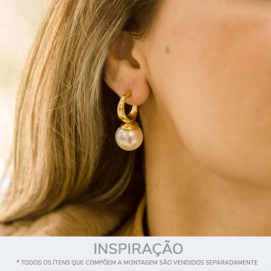 Brinco Argola com Pérola Ouro 30mm