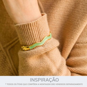 Pulseira Onda Ouro com Verde 68mm