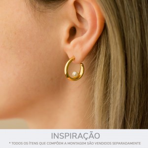 Brinco Argola com Pérola Ouro 19mm