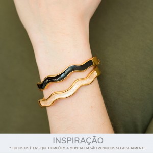 Pulseira Onda Ouro com Preto 68mm