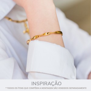 Bracelete Delicado Torcido Dourado 68mm