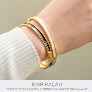 Pulseira Fina Ouro com Preto 67mm