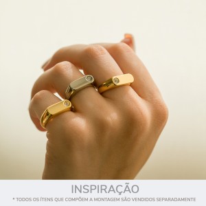 Anel Ouro com Strass N° 17