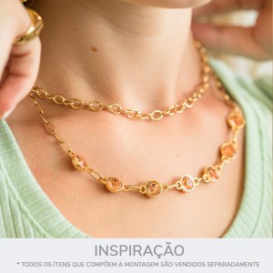 Pingente com Duas Saídas Ouro com Strass 18mm