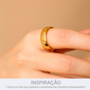 Anel Ouro com Strass Cristal N° 19