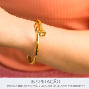 Bracelete Prego Dourado com Strass 60mm