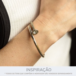 Bracelete Prego Prata com Strass 60mm