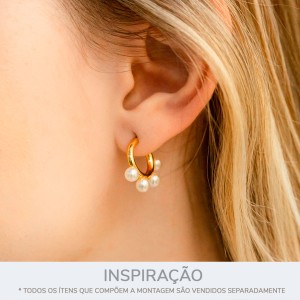 Brinco de Argola Ouro com Pérolas 16mm