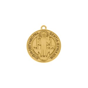 Pingente Medalha São Bento Ouro 29mm