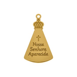 Pingente Nossa Senhora Aparecida Ouro com Strass 40mm