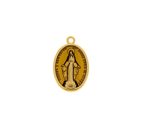 Pingente Nossa Senhora das Graças Ouro com Laranja 25mm