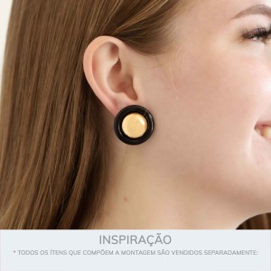 Brinco de Esfera Ouro com Preto 26mm