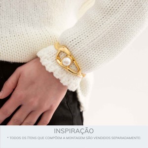 Bracelete Ouro com Pérola 68mm