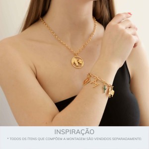 Pingente Cavalo Ouro com Branco 22mm