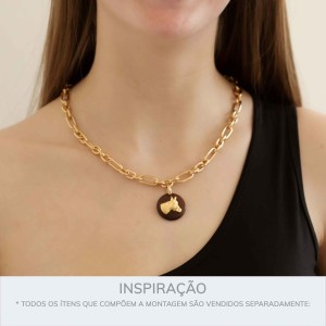 Pingente Cavalo Ouro com Marrom 25mm