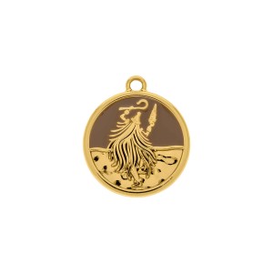 Pingente Omolú Ouro com Marrom 26mm