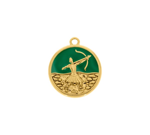 Pingente Oxóssi Ouro com Verde 26mm