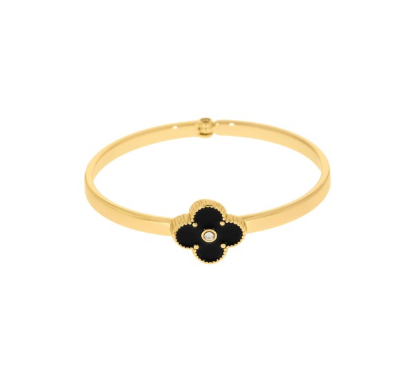 Bracelete Dourado Trevo Preto 68mm