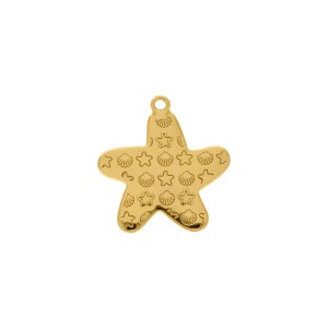 Pingente Estrela do Mar Ouro com Amarelo 34mm