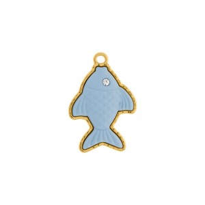 Pingente Peixe Dourado com Azul 32mm