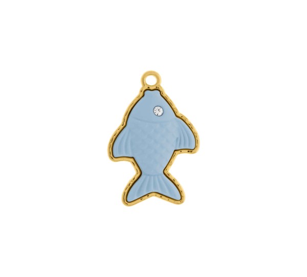 Pingente Peixe Dourado com Azul 32mm