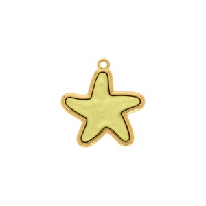 Pingente Estrela do Mar Ouro com Amarelo 34mm