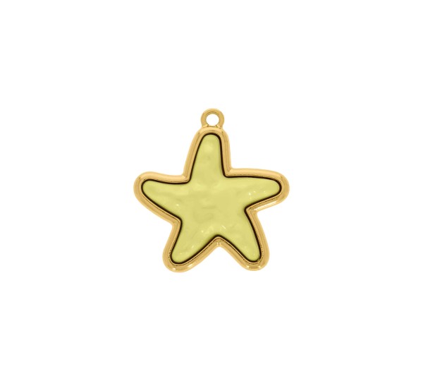 Pingente Estrela do Mar Ouro com Amarelo 34mm