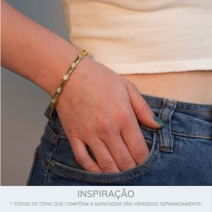 Bracelete Dourado Shine com Strass 68mm