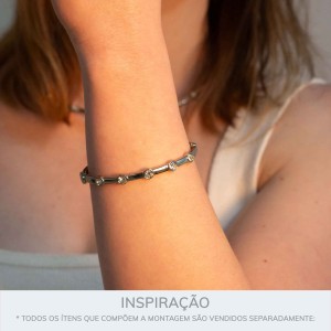 Bracelete Prateado Shine com Strass 68mm