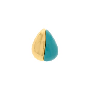 Brinco Gota Dourado com Azul Tiffany 21mm