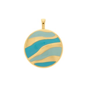 Pingente Fluidez Ouro com Azul 51mm