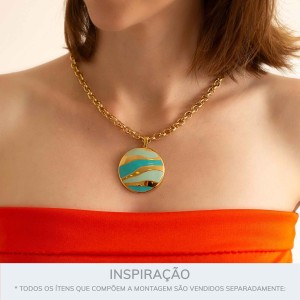 Pingente Fluidez Ouro com Azul 51mm