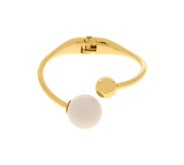 Bracelete Dourado Esferas com Off White 65mm