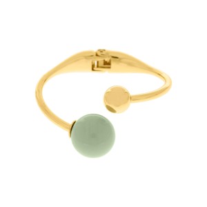 Bracelete Dourado Esferas com Verde Menta 65mm